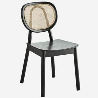 Madam Stoltz Wooden Chair With Rattan