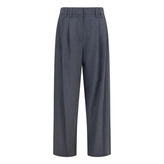 Brunello Cucinelli Pantaloni sartoriali in lana tropical con dettaglio monili - - Trousers - Uomo - Grigio - W38