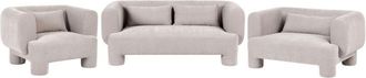 Beliani Living Room Set Dark Beige Fabric Soft Curved 3 Seater Sofa Loveseat Armchair Retro Minimalist HOGBO