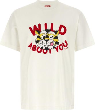 Kenzo White Crewneck Printed T-Shirt