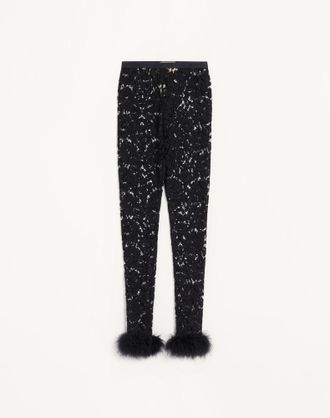 Valentino Leggins In Pizzo Con Piume Donna NERO XL