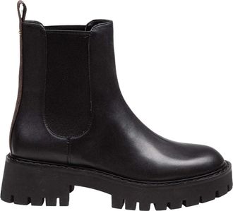 Michael Kors Asher Flat Ankle Boot - Dames - Chelseaboots - Zwart - 38 EU - Leer - Schoenen