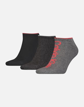 Calvin Klein Mens 3-Pack Logo Sports Trainer Socks, Grey Melange / Red - Black/Black/Grey - Size: 16/14.5/8/15/8.5/15.5/9/13/13.5/14/6.5/7/7.5/11.5/5