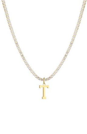 Adornia Initial Charm Tennis Necklace in Gold-T at Nordstrom Rack