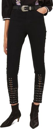 Topshop Lattice Crop Skinny Jeans in Black at Nordstrom, Size 28 X 30