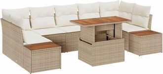 vidaXL Conjunto De Sof&aacute; De Jard&iacute;n 8 Pcs Beige Polirat&aacute;n Vidaxl