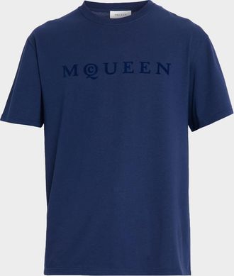 Alexander McQueen Mens Flocked Logo T-Shirt