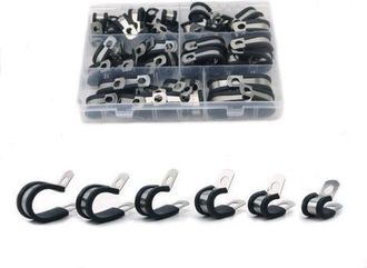 OEM Juego De 52 Abrazaderas De Goma Tipo P De Acero Inoxidable Para Tuber&iacute;as Y Mangueras. Disponibles En 6 Tama&ntilde;os: 6/8/10/13/16/19 Mm