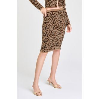 Wayf Willa Leopard Print Sweater Skirt in Brown Leopard at Nordstrom, Size X-Small