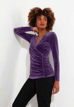 Joe Browns V-Neck Velvet Wrap Top in Rich Violet at Nordstrom, Size Medium