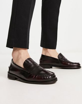 River Island Mocassini college in pelle rosso scuro