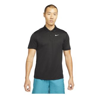 Nike Mens Nike Solid Color Buckle Short Sleeve polo Black Polo Shirt DH0858-010