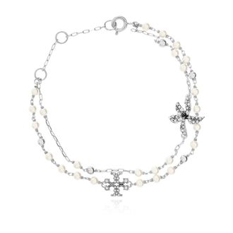 Tory Burch Tory Burch, Bracelets, female, Gray, Size: ONE SIZE Glass Pearl Bracelet