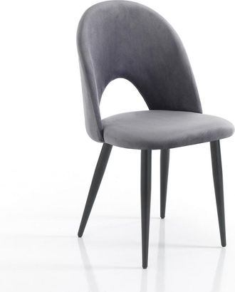 Oresteluchetta Set 4 sillas terciopelo gris y metal negro H87 L48 P54 cm