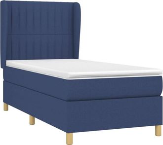 vidaXL Cama Box Spring Con Colch&oacute;n Tela Azul 90x190 Cm Vidaxl