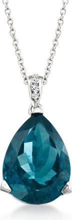 Ross-Simons London Blue Topaz Pendant Necklace With Diamond Accents in Sterling Silver