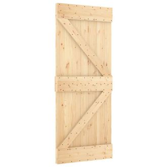 Berkfield Home Sliding Door with Hardware Set 85x210 cm Solid Wood Pine in Natural