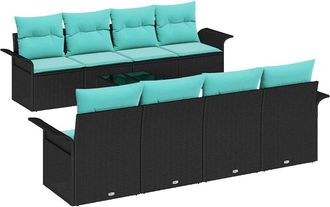 vidaXL Conjunto De Sof&aacute; De Jard&iacute;n 9 Uds. Negro Y Turquesa Vidaxl