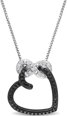 Delmar Sterling Silver Diamond Infinity Heart Pendant Necklace - 0.05 ct. in Black at Nordstrom Rack
