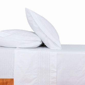 Casa da Laura S&aacute;banas 100% algod&oacute;n 1000 hilos bordado blanco cama 135/140 1 almoha