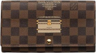 Louis Vuitton Pre-owned Damier Ebene Long Wallet - Dames - Vintage Accessoires - Bruin - ONE Size - Vintage