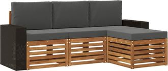 vidaXL Conjunto De Sof&aacute;s De Exterior 4 Uds. Natural Y Antracita Vidaxl