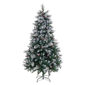 LOLAhome &Aacute;rbol de navidad con acebo y pi&ntilde;as de 210 cm