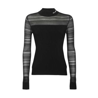 Karl Lagerfeld Fijngebreide Trui - Dames - Ronde hals truien - Zwart - S - Polyester - Truien & Vesten