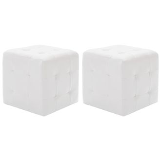 vidaXL Vidaxl Pouf 2 Pz Bianco 30x30x30 Cm In Similpelle