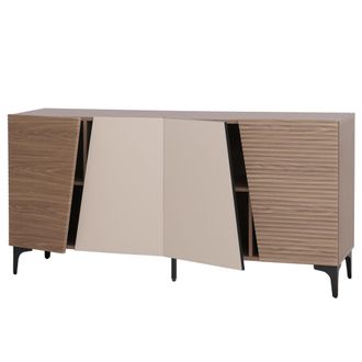 Hhg [nunca Usado] Aparador Hhg-014, C&oacute;moda Con Puertas Con Textura 3d Y Compartimentos De Almacenamiento, Mdf Melaminado, 80 X 160 X 42 Cm, Aspecto De Nog
