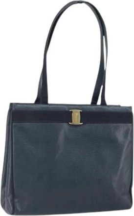 Ferragamo Pre-owned Tote Bags, female, Blue, Size: ONE SIZE Pre-owned Leather Tote Bag