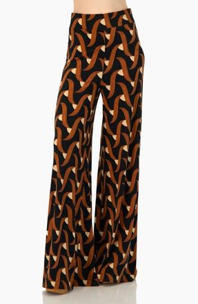 Ivonne Geometric Strech Wide Pants in Multi-Brown at Nordstrom, Size Medium