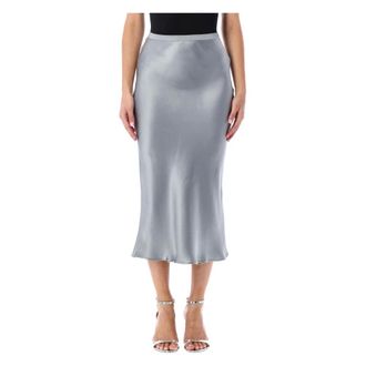 Anine Bing Rokken, Dames, Grijs, M, Satijn, Blauwe Zijden Satijnen Midi Rok