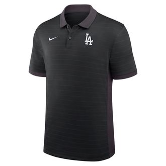 Nike Los Angeles Dodgers Authentic Collection Striped Victory Nike Mens Dri-FIT MLB Polo in Black | 03BG0GJ6LD-P81