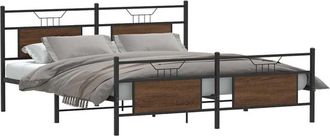vidaXL Metal Bed Frame without Mattress Brown Oak 183x213 cm Vidaxl