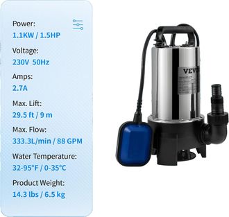 OEM Bomba Sumergible, Altura M&aacute;xima 7,6 M (25 Pies), Protecci&oacute;n Ipx8