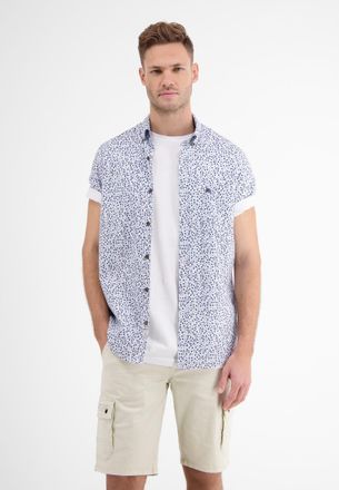 Lerros Kurzarmhemd LERROS Halbarmhemd mit AOP, Herren, Gr. S, Normalgr&ouml;ssen, weiss (wei&szlig;), 97% Baumwolle, 3% Elasthan, Hemden Kurzarmhemd