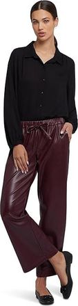 NYDJ Drawstring Wide Leg Pants Womens Clothing Tavern : LG 29.5, Faux Leather/Polyester