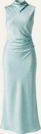 Toccin Koralie Draped-Neck Midi Dress