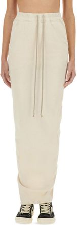 Rick Owens White Solid Maxi Skirt
