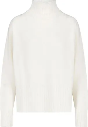 Drumohr White Merino Wool High Neck Ribbed Turtleneck