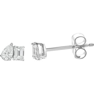 LuvMyJewelry Valessa 14K Gold Lab Grown Diamond Toi Et Moi Earrings - 0.4 Ct in 14K White Gold at Nordstrom