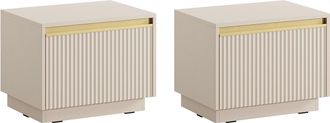 Pascal Morabito Lote de 2 mesitas de noche con 1 cajón - MDF - Beige y dorado - POSINIA de Pascal Morabito