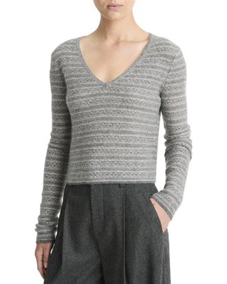 Vince Fairisle V-Neck Cashmere Top