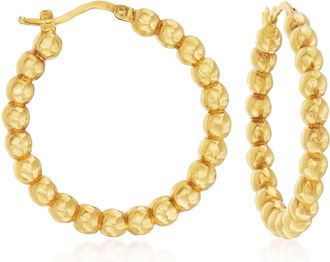 Ross-Simons Italian 14kt Yellow Gold Beaded Hoop Earrings