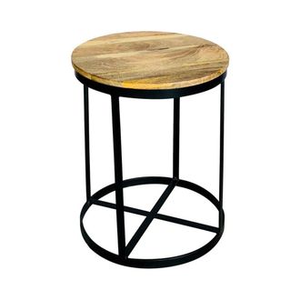 Jaipur Furniture Ravi Top Large Round Stool Plain - Mango Wood - L47 x W47 x H60 cm - PP Sawn Finish in Brown