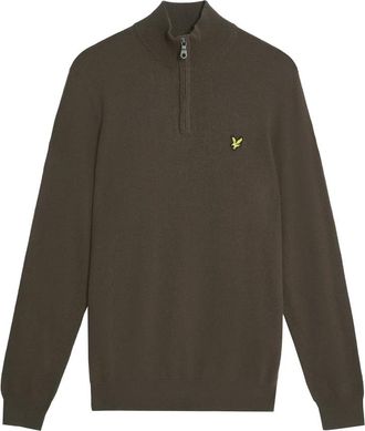 Lyle & Scott Mid Knits Cotton Merino Quarter Zip Jumper - Heren - Coltruien - Groen - L - Katoen - Truien & Vesten