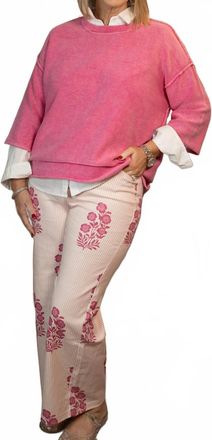 Entro Striped Straight Leg Printed Pants In Pink