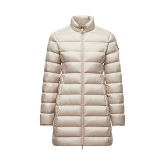 Moncler Down Jackets, female, Beige, Size: S Beige Mid-Length Down Jacket