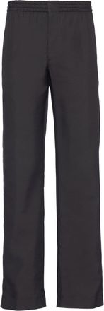 Prada logo-embroidered silk trousers - men - Silk - M - Black